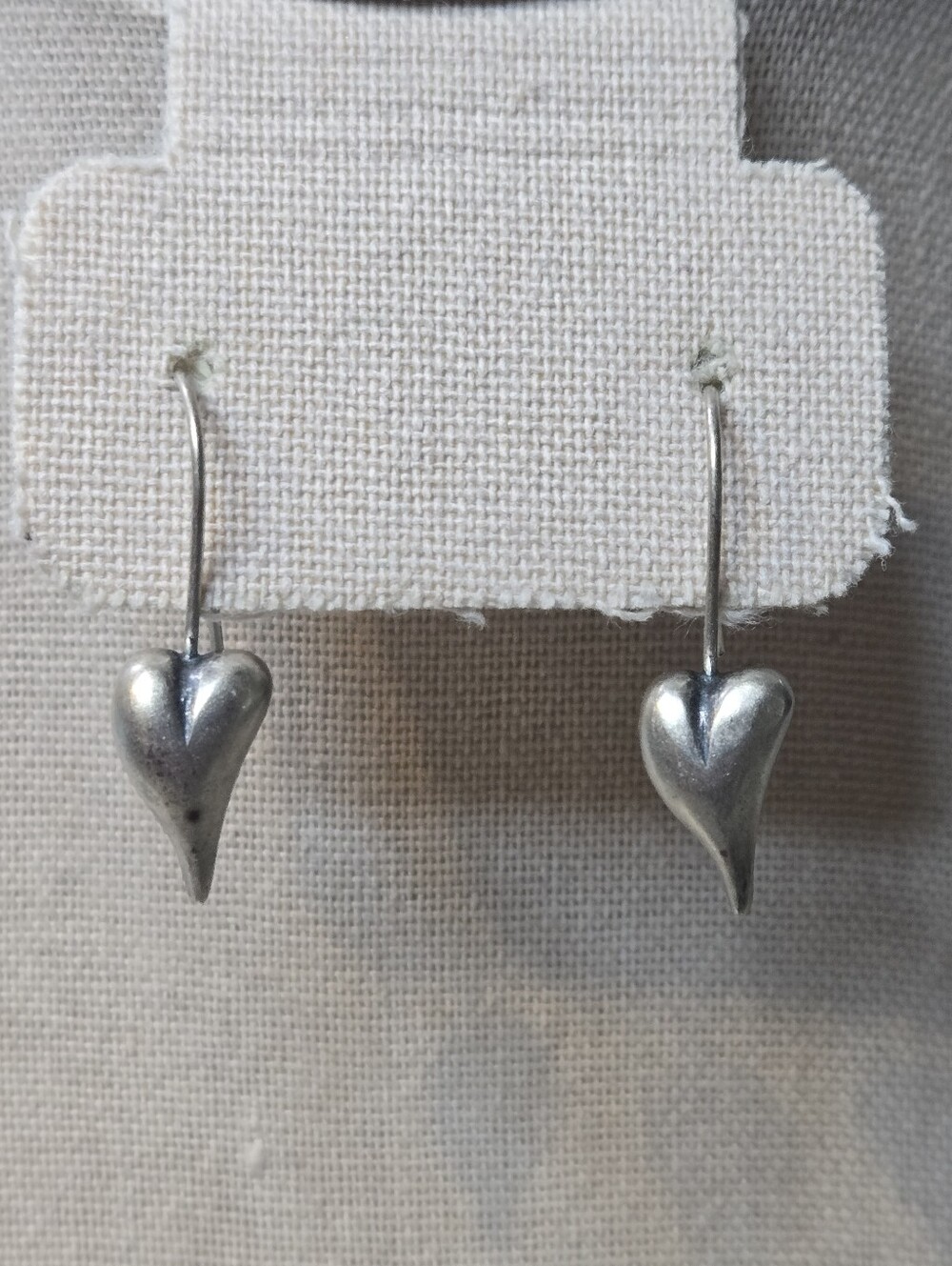 925 Sterling Silver Puffy Heart Drop Dangle Earrings
